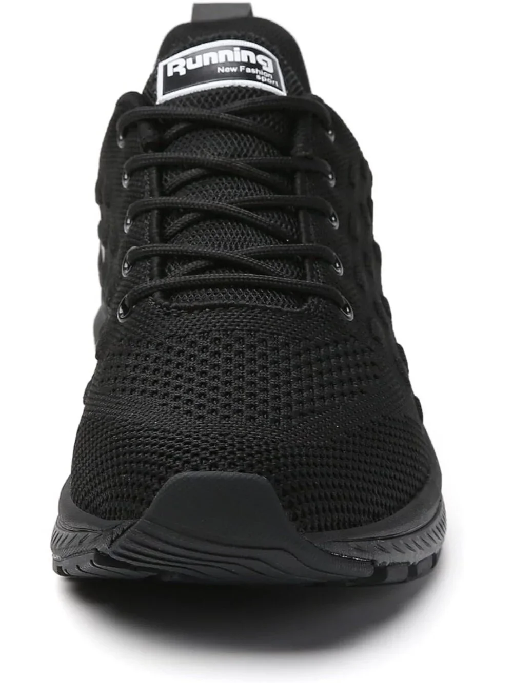 Women's All Black Mesh Sneakers Athletic Running Walking Shoes Lace-up